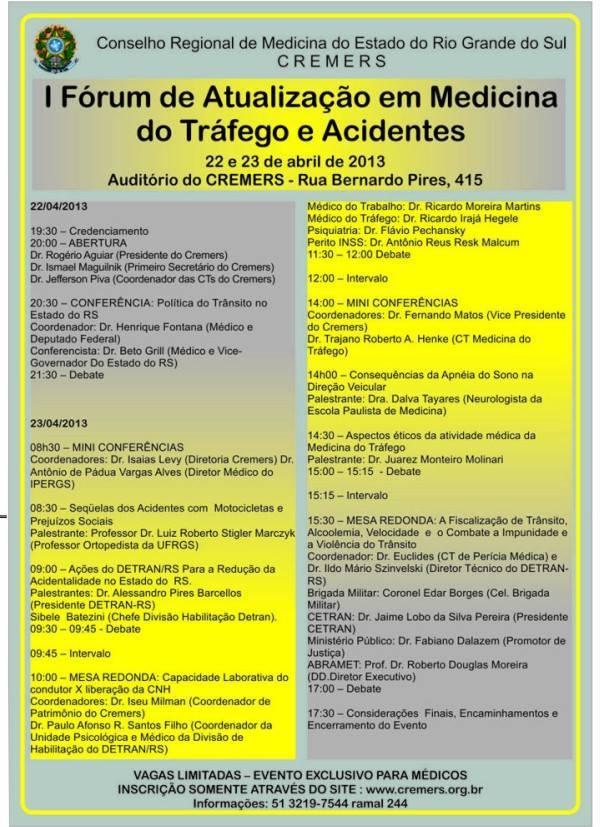CREMERS EVENTO MEDICINA TRÁFEGO