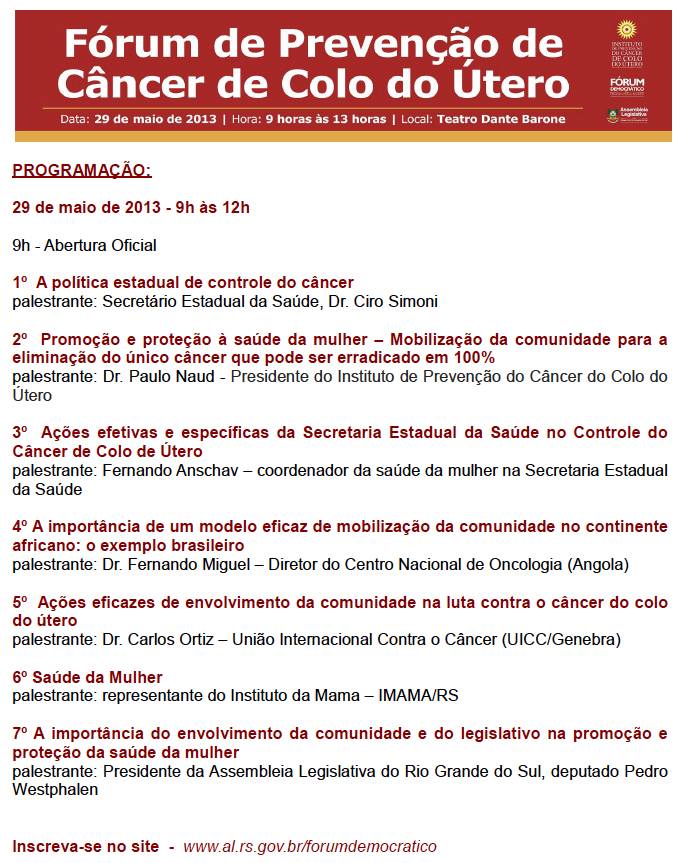 Fórum Prevenção de Câncer de Colo do Útero