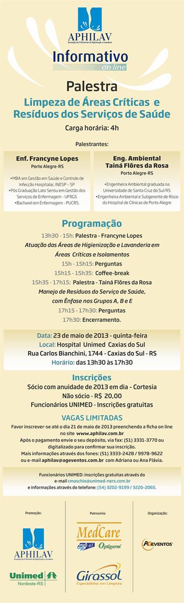 Palestra - Limpeza de Áreas Críticas e Resíduos dos Serviços de Saúde
