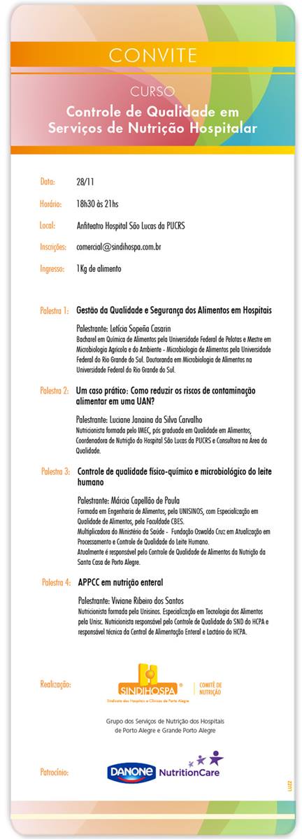 Curso Controle de Qualidade em Serviço de Nutrição Hospitalar