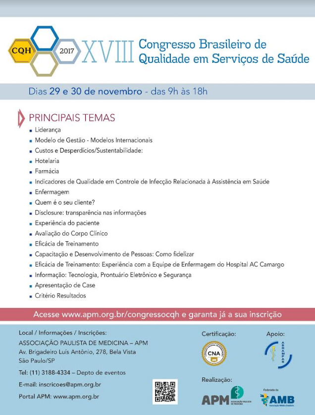 XVIII Congresso Brasileiro de Qualidade em Serviços de Saúde