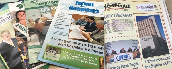 Edições do Jornal dos Hospitais, desenvolvido pela FEHOSUL e AHRGS