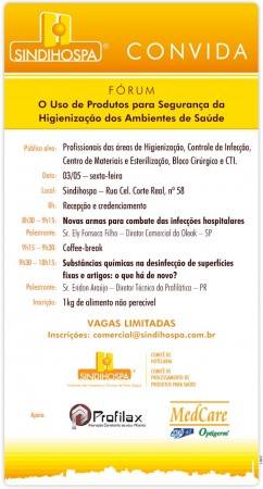Fórum "O Uso e Produtos para Segurança da Higienização dos Ambientes de Saúde" (Sindihospa)