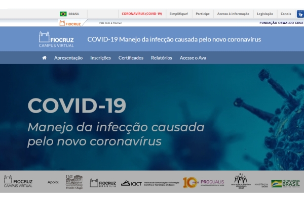 Fiocruz lança curso sobre manejo da infecção causada pelo novo coronavírus