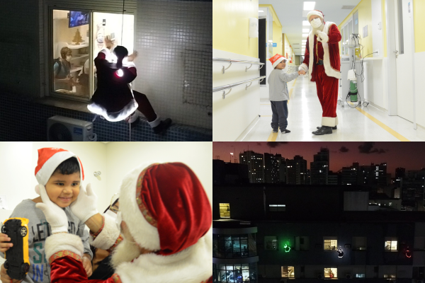 Papai Noel Radical leva magia do Natal para pacientes do Hospital da Criança Santo Antônio