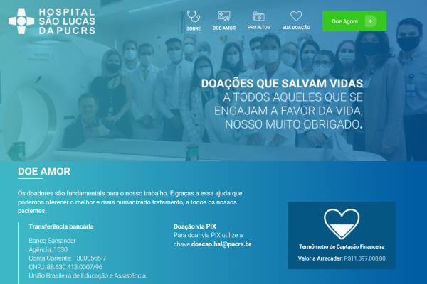 Hospital São Lucas lança página de doação para fomento de projetos